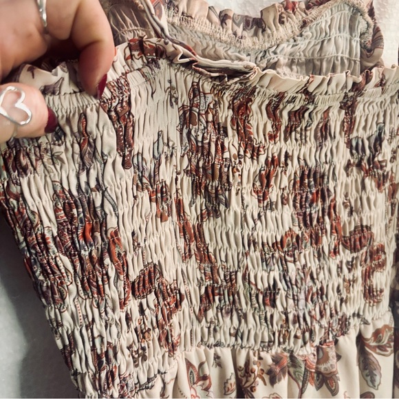 Grace Karin Floral Tiered Maxi Dress in Cream and Brown Size Small - Picture 12 of 15